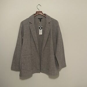 Eileen Fisher‎ Tweed Jacket Sz Medium Notch Collar Organic Sustainable Dove NEW